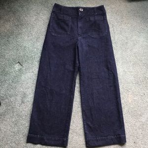 Anthropology denim pants ankle length wide leg